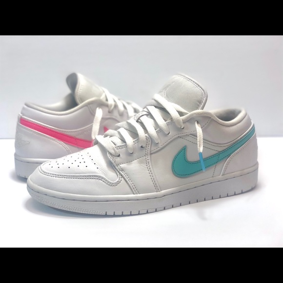 nike air jordan 1 low white light aqua multicolor swoosh